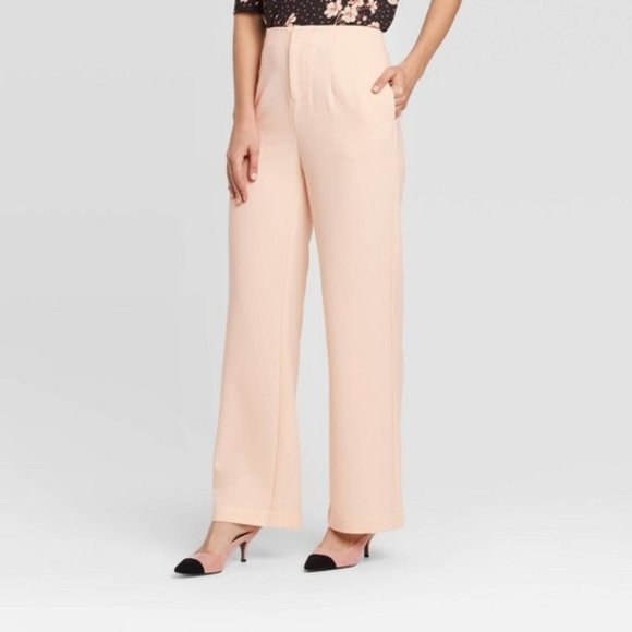 Who What Wear Pants - Light Pink High-Rise Silky Wide Leg Pull-On Pants